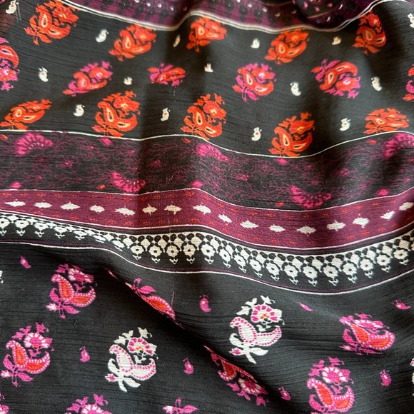 Boho Mini Dress V-Neck Gathered Smocked Waist Floral Speed Control NY Plus 2X - Picture 5 of 12